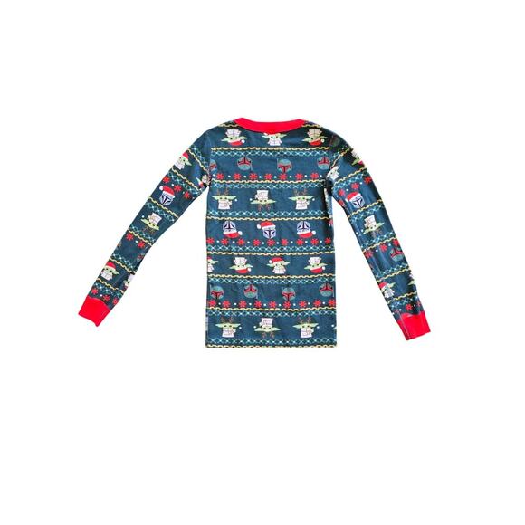 Hanna Andersson Star Wars Mandalorian Trek Teal Long John Organic Pajama Size 8 - Picture 4 of 7